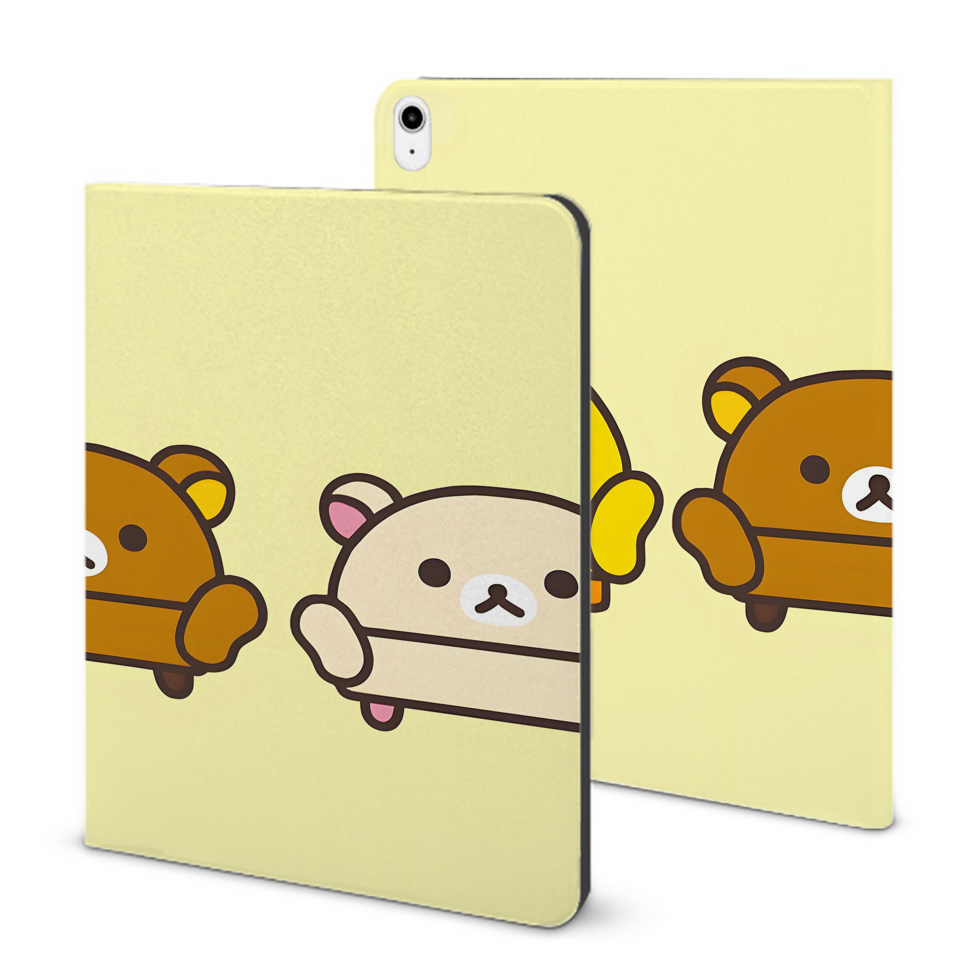 （画像用） リラックマ リラックマ キイロイトリ Rilakkuma Korilakkuma Kiiroitori IPadケース ペンホルダー付き ブックスタイルデザイン